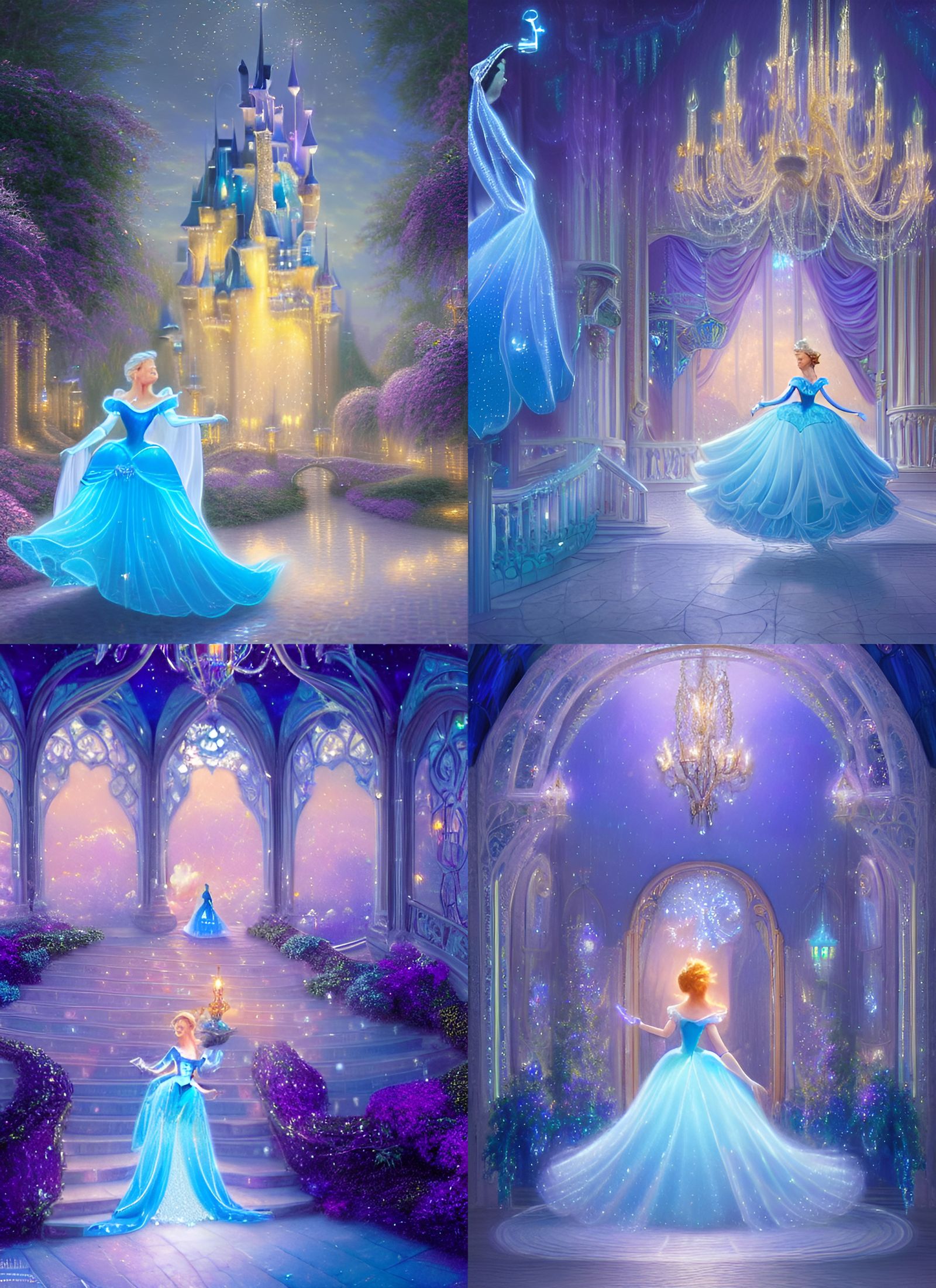 Luminous Glass Slipper in Art Nouveau Style