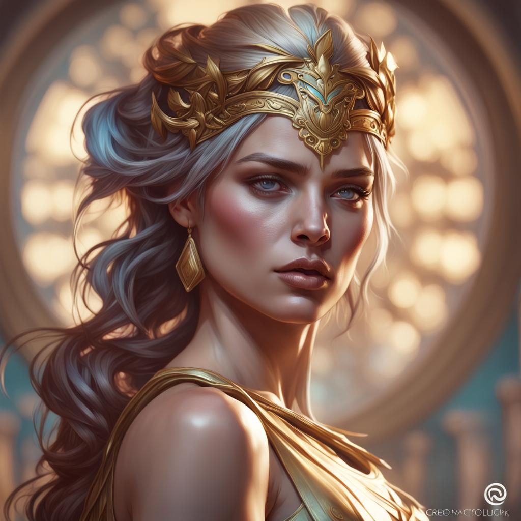 Grecian Goddess Portrait in Hyperdetailed Style