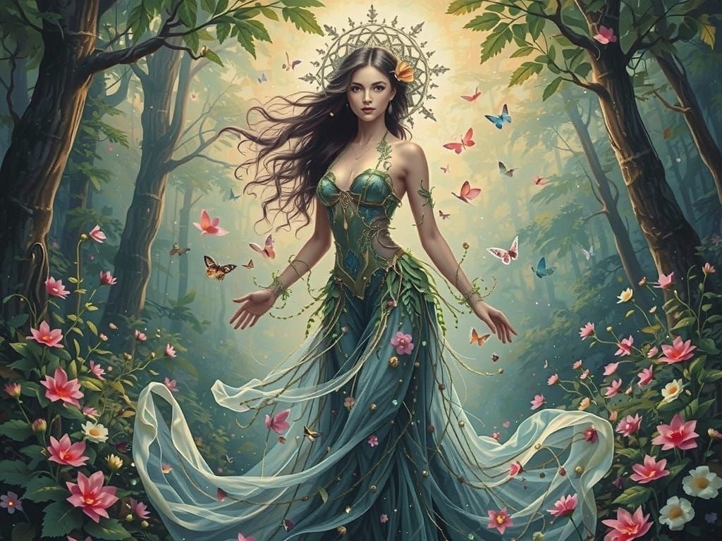 Nature Goddess in Whispers of the Forest