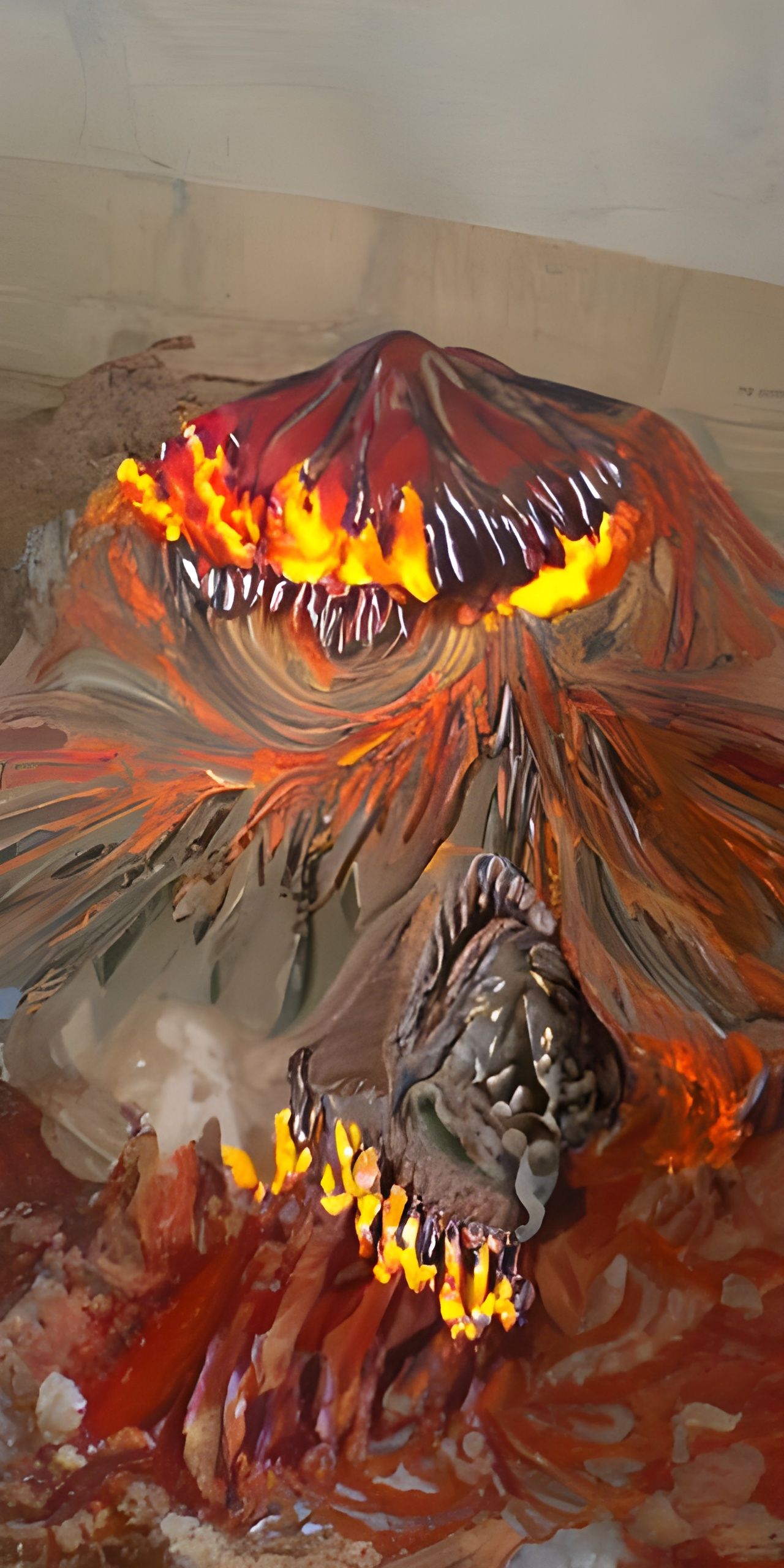 Realistic Magma Monster Emerges From Volcano