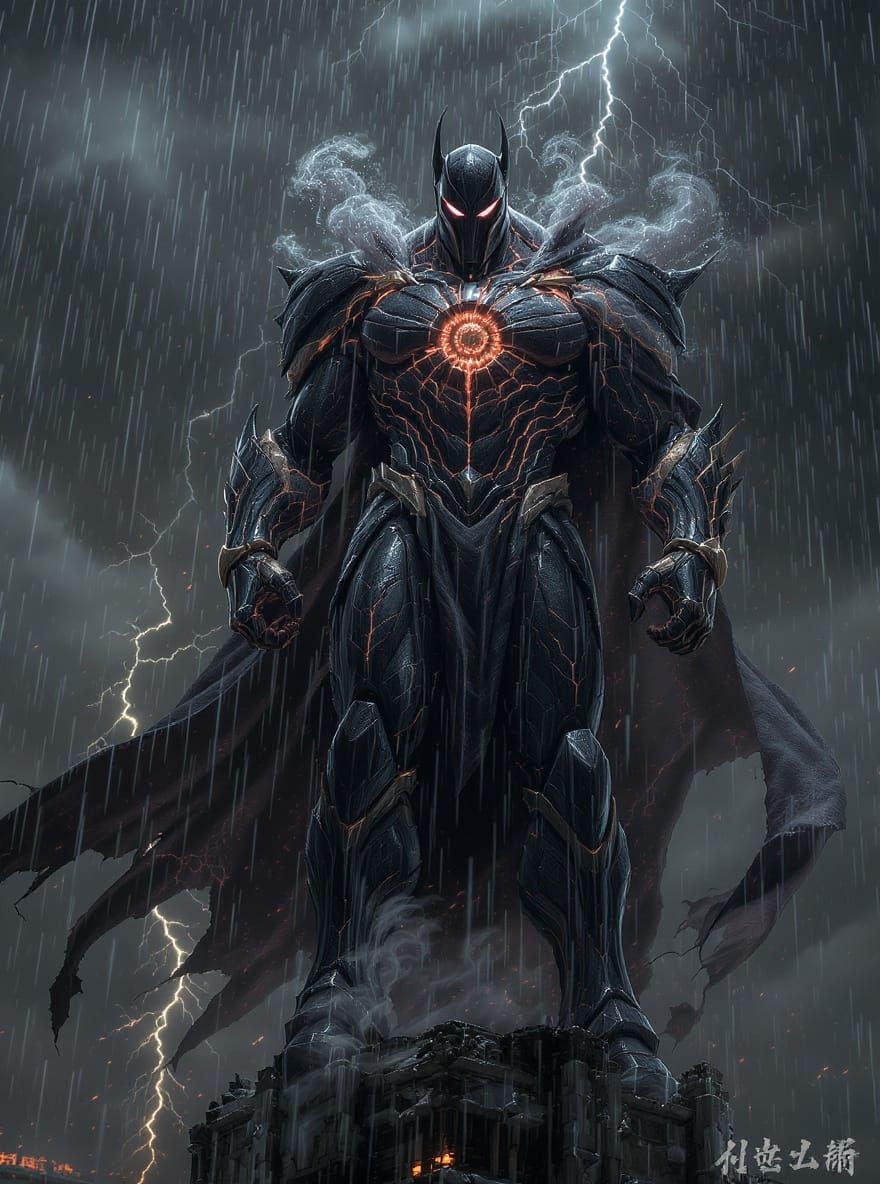 Villain under dark summer rain