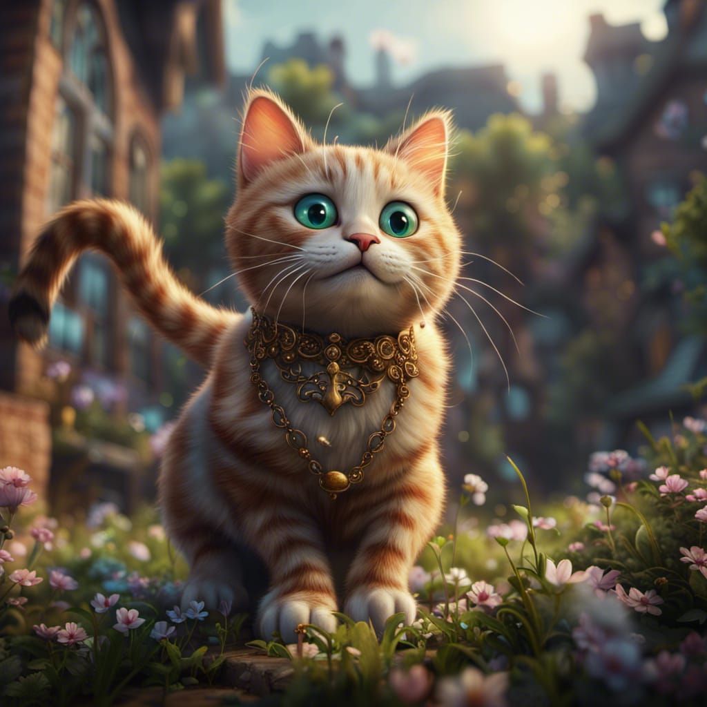Happy Cat in Detailed Matte Painting