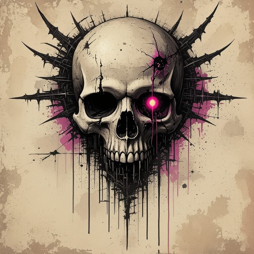 Gothic Horror in Muted Earth Tones with Neon Accents