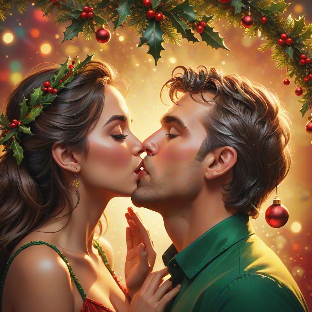 Sensual Christmas Moment in Hyperrealistic Art