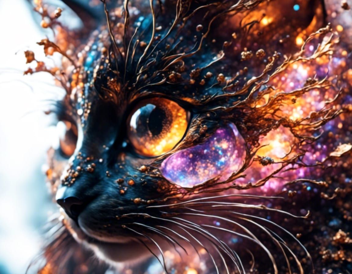 Psychedelic Cat with Swirling Colors
