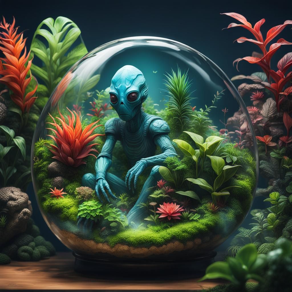 Exotic Alien Plants in Hyperrealistic Terrarium