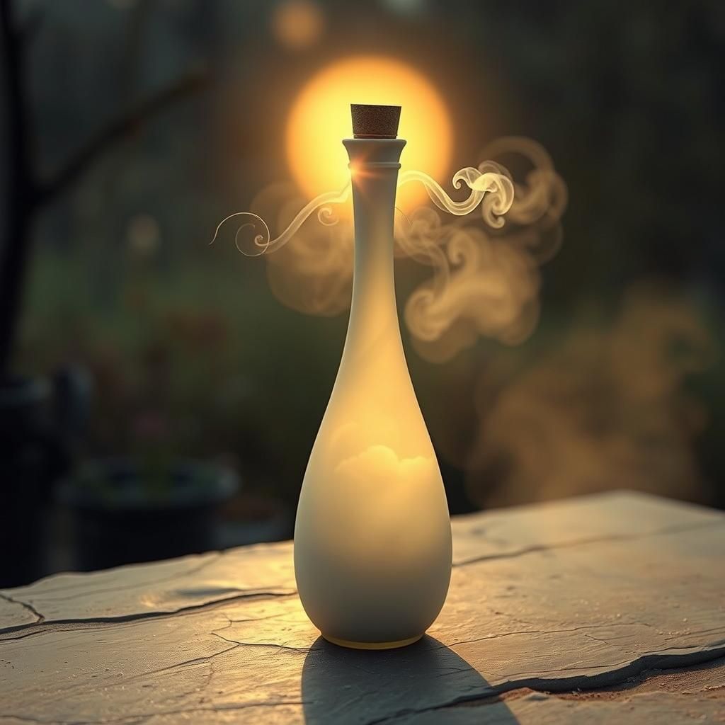 Ethereal Mist in Porcelain Bottle: Surreal Dreamscape