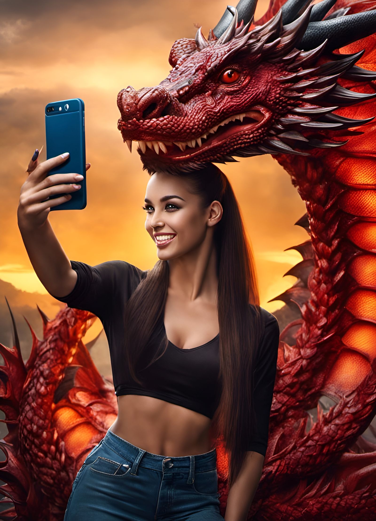 Taking a selfie with my pet dragon ...