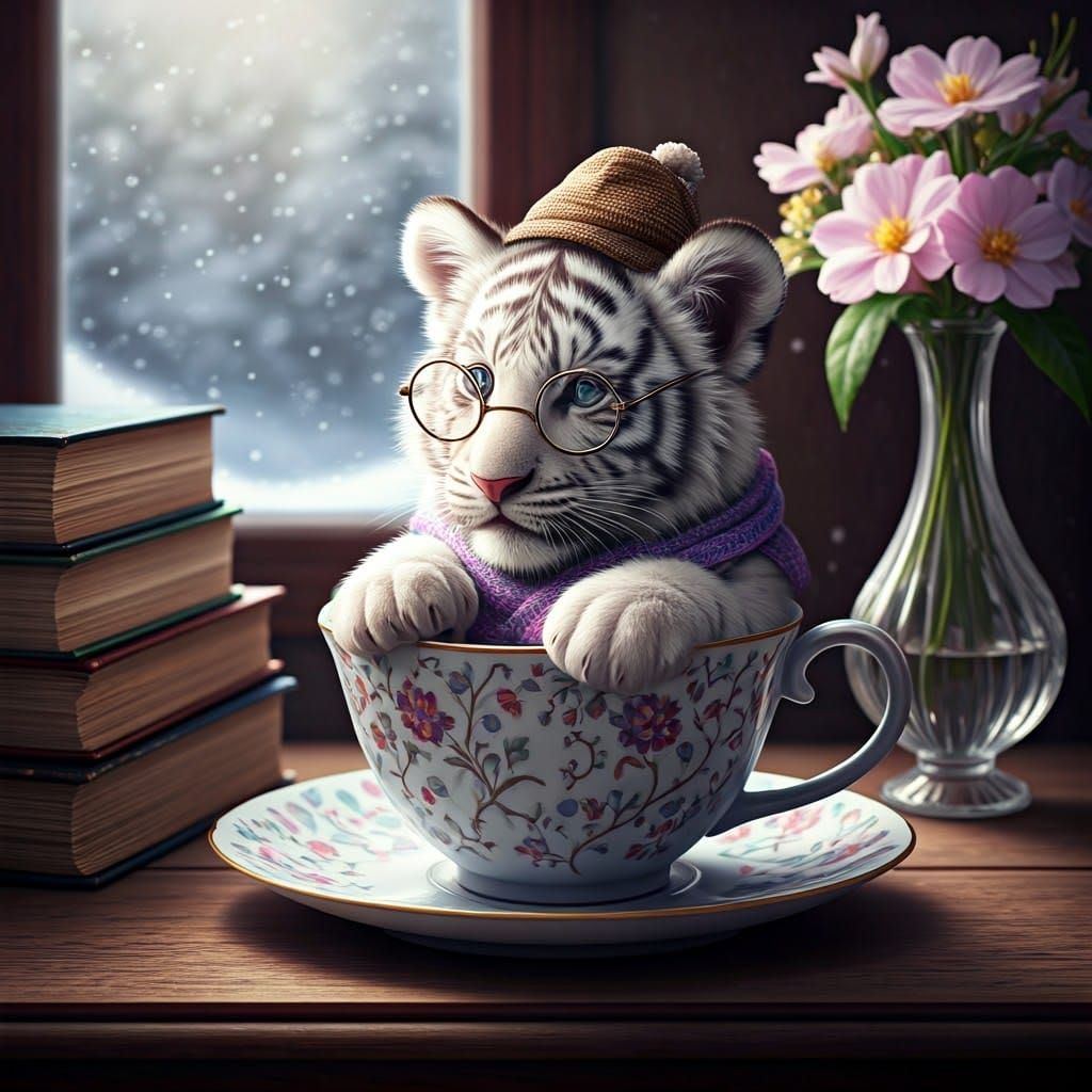 Tiger Cub's Cozy Reading Nook