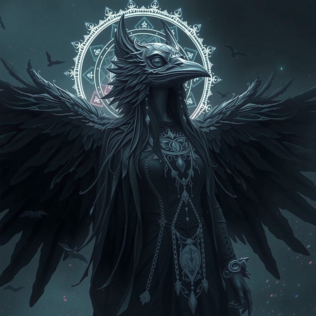 Goddess of Ravens in Dark Mystical Attire
