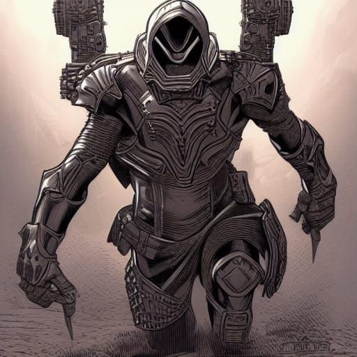 Armored Hero in Comic Book Style