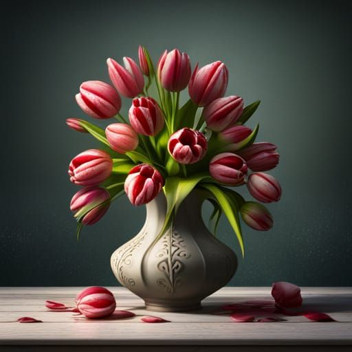 Vase of Tulips: Detailed Matte Painting