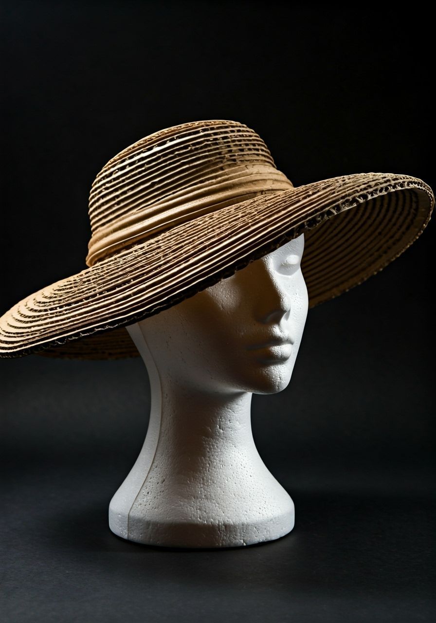 Photorealistic Cardboard Hat Sculpture on Styrofoam Head