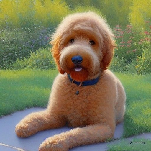 Golden Doodle Oil Painting by James Gurney