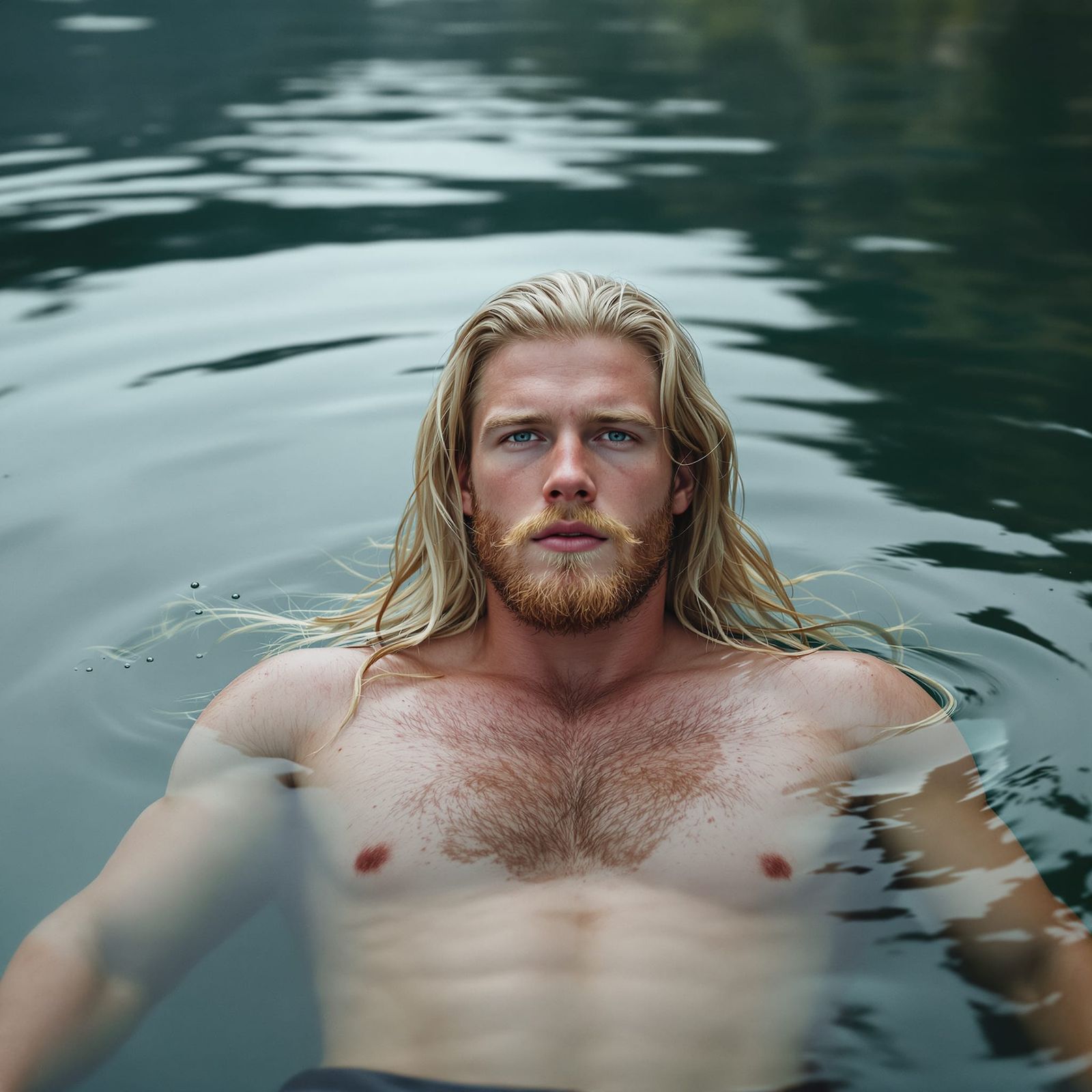 Young Swedish Man Floating in Norwegian Fjord