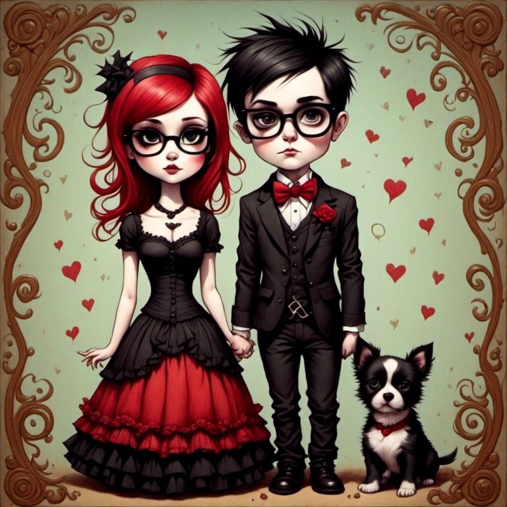 Emo Couple in Mark Ryden Style