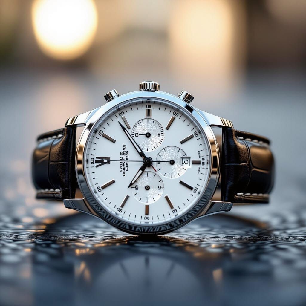 Luxury Stainless Steel Watch with Cinematic Lighting