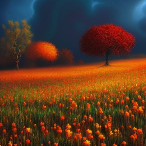 Halloween Wheat Field Fantasy in Burtonesque Style