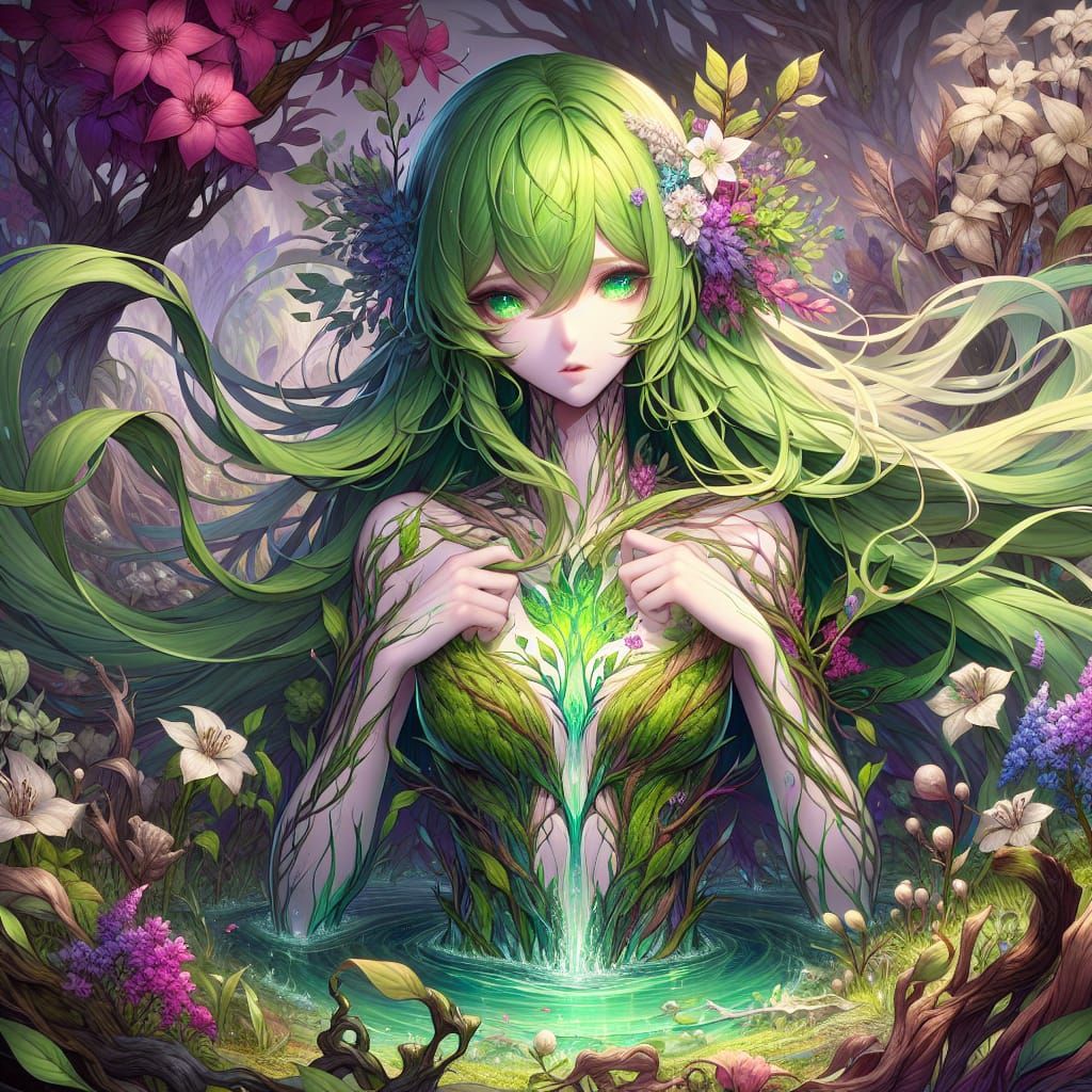 Anime Dryad in Lifeless Field Concept Art