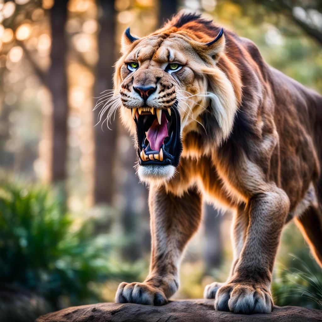 Colorful Smilodon in Professional Photography Style
