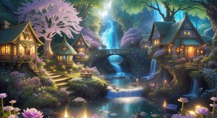 Fairy Village in Mystical World: Photorealistic Art