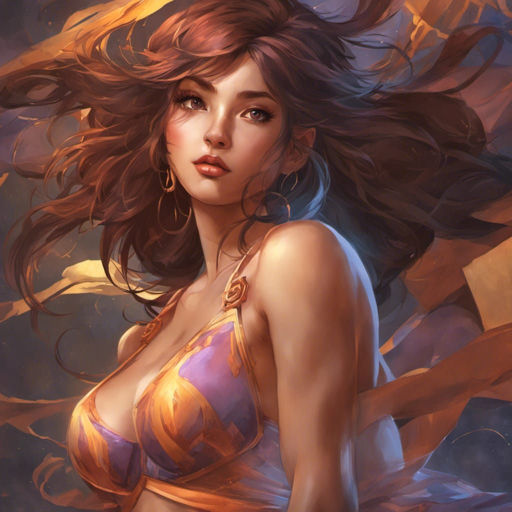 Muscular Tomboy in Bodysuit: Anime-Inspired Digital Art