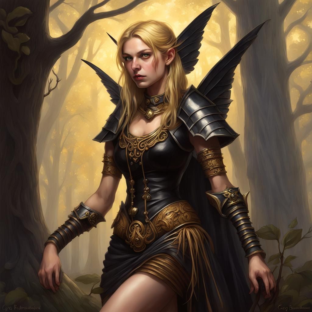 Sinister Fairy Bard with Panflute and Golden Eyes