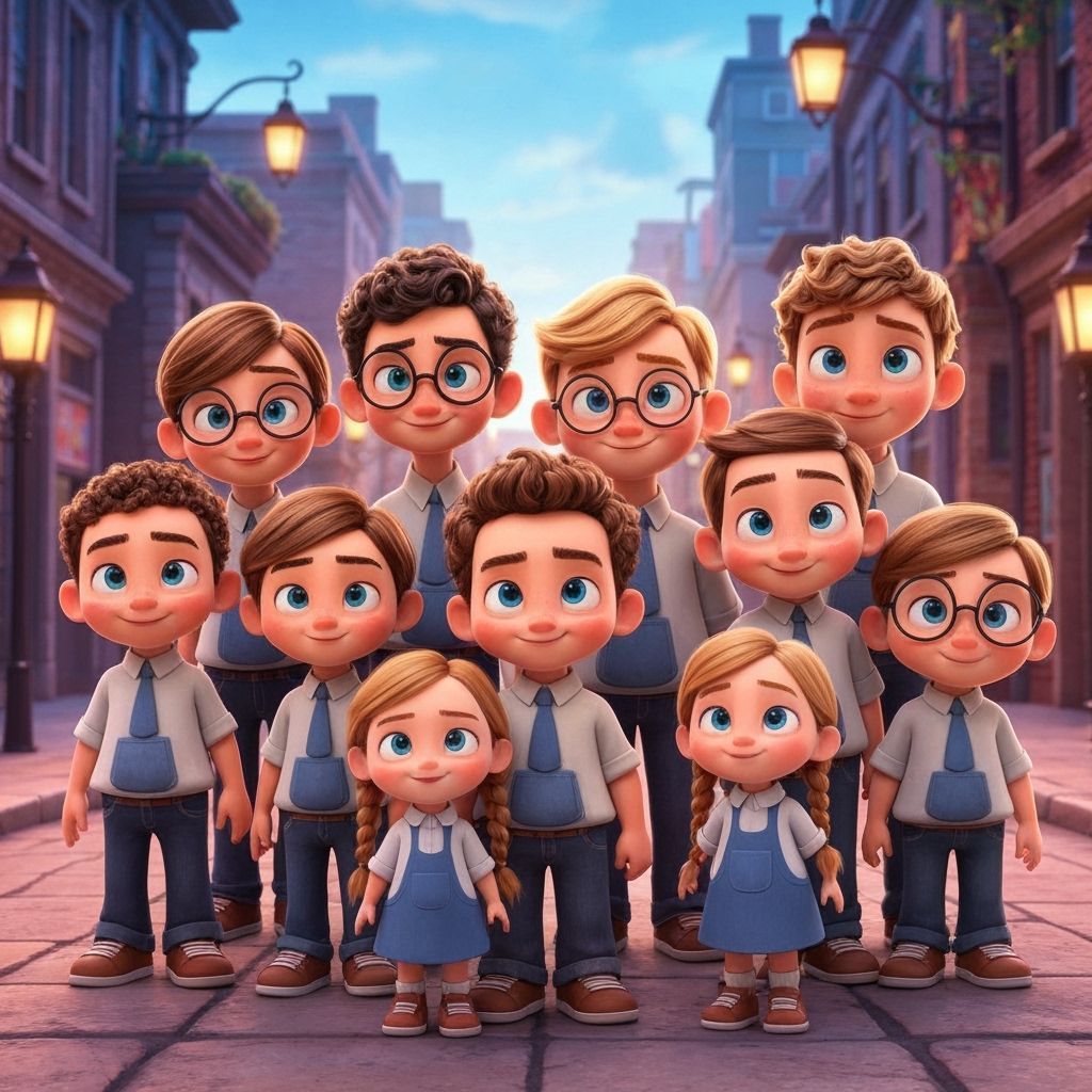 Family Portrait in Vibrant Urban Pixar Style