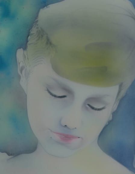 Gaia in Green: A Watercolor Mixed Media Portrait