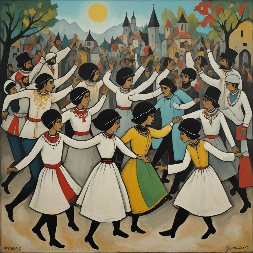 Georgians Dancing in Bright Naive Style