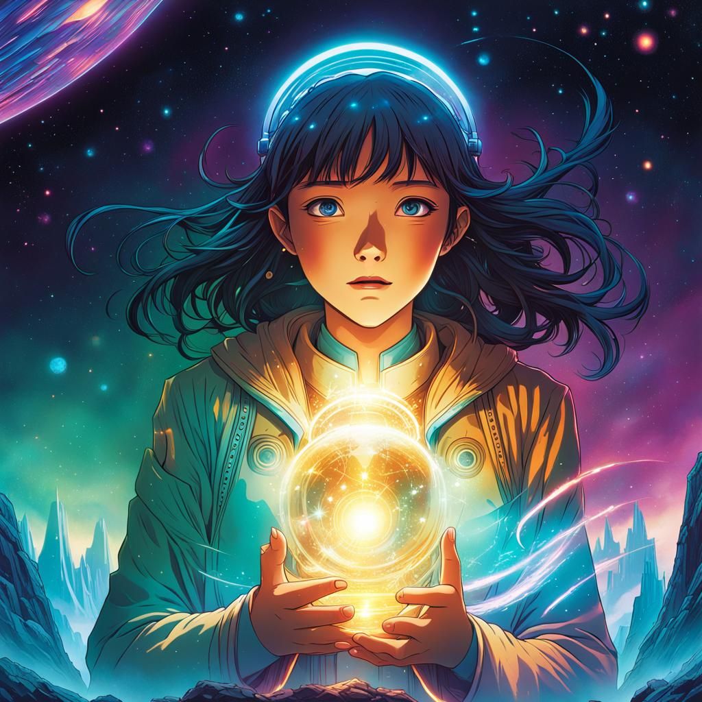 Holographic Astral Cosmic Illustration in Anime Style