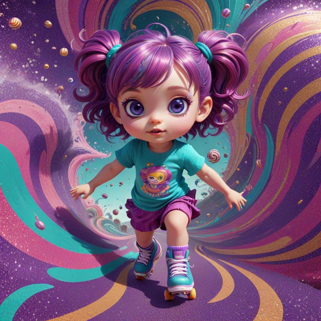 Candy Core Psychedelic Toddler Girl Roller Skating