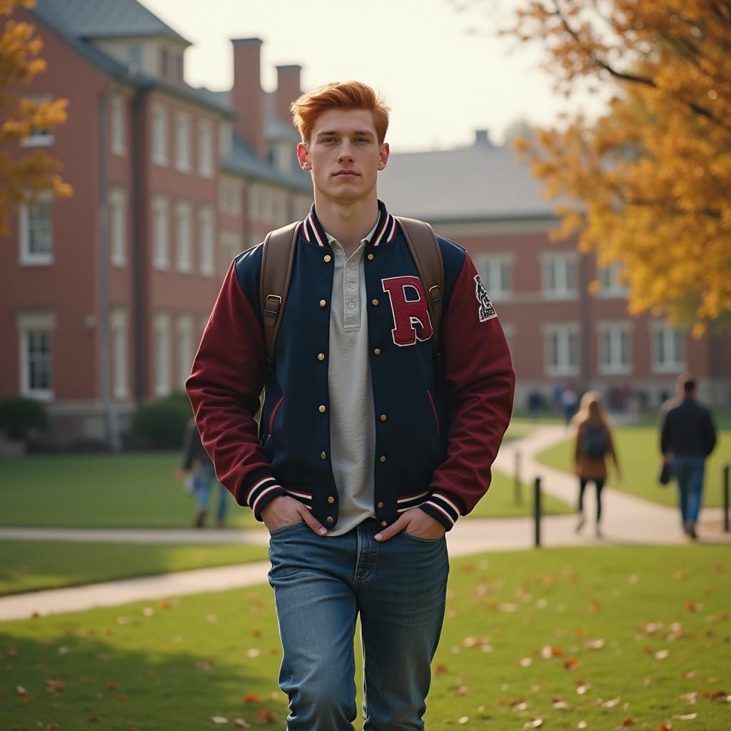 Hyper Realistic Photo of Red-Haired Young Man on University ...