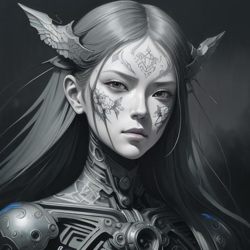 Cybernetic Woman in Digital Airbrush Style