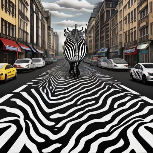 London Street Scene in Vibrant Zebrapunk Style