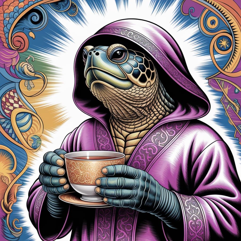 Abstract Turtle Portrait in Baroque Style