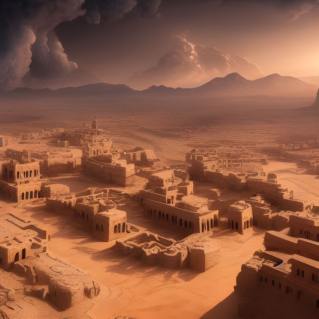 Epic Ancient Arabic City Flying Above Desert