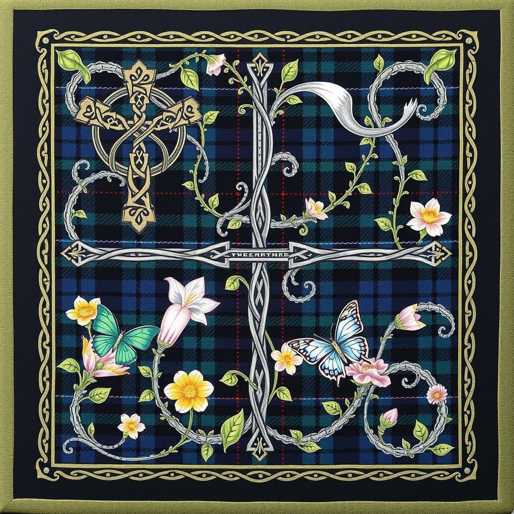 Intricately Patterned Celtic Tile in Muted Colors and Ornate...
