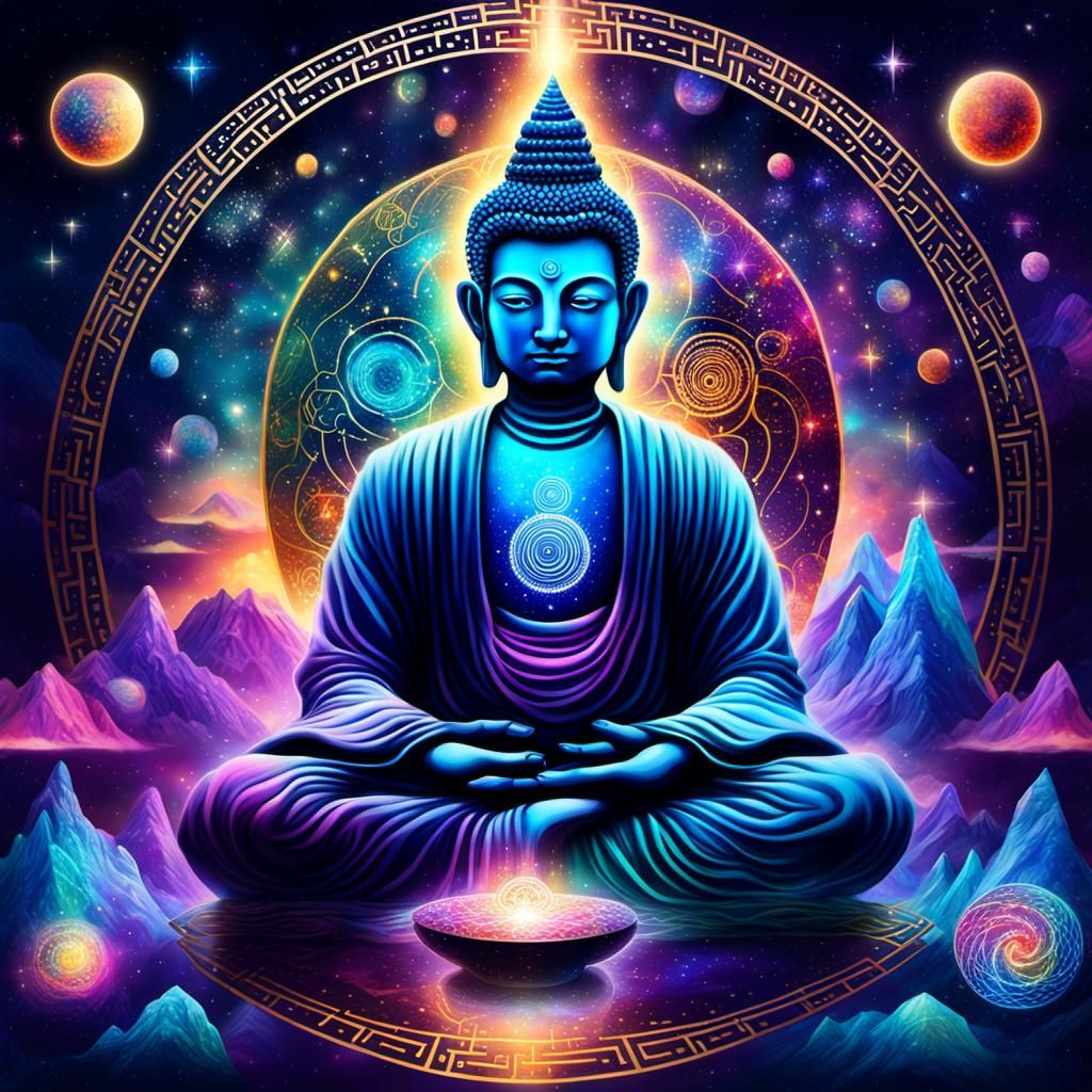 Holographic Cosmic Zen Illustration by Amaringo