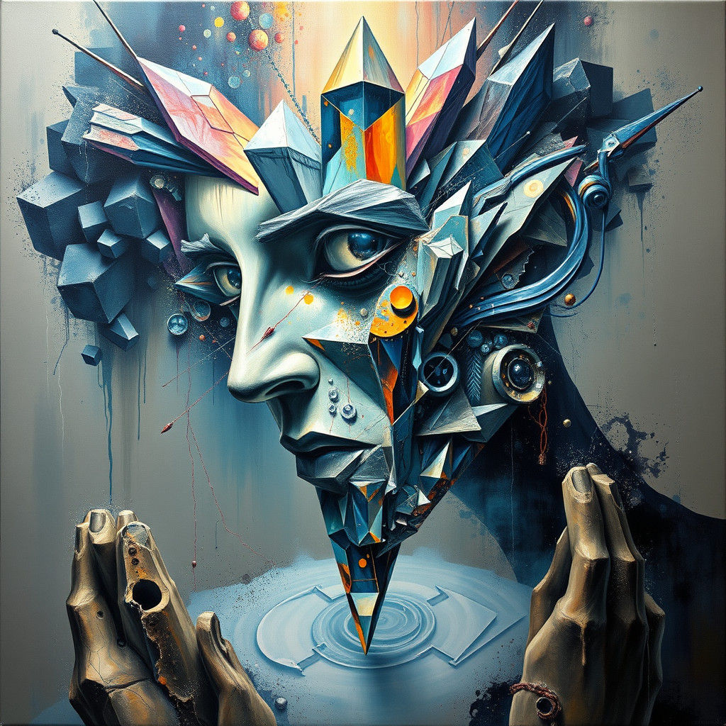 Crystalline Figure in Art Nouveau Surrealism