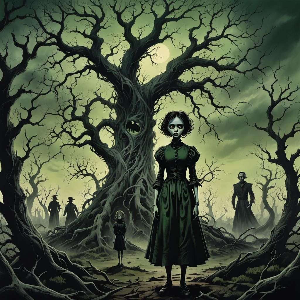 Evil Jack and Jill in Dark Gothic Landscape