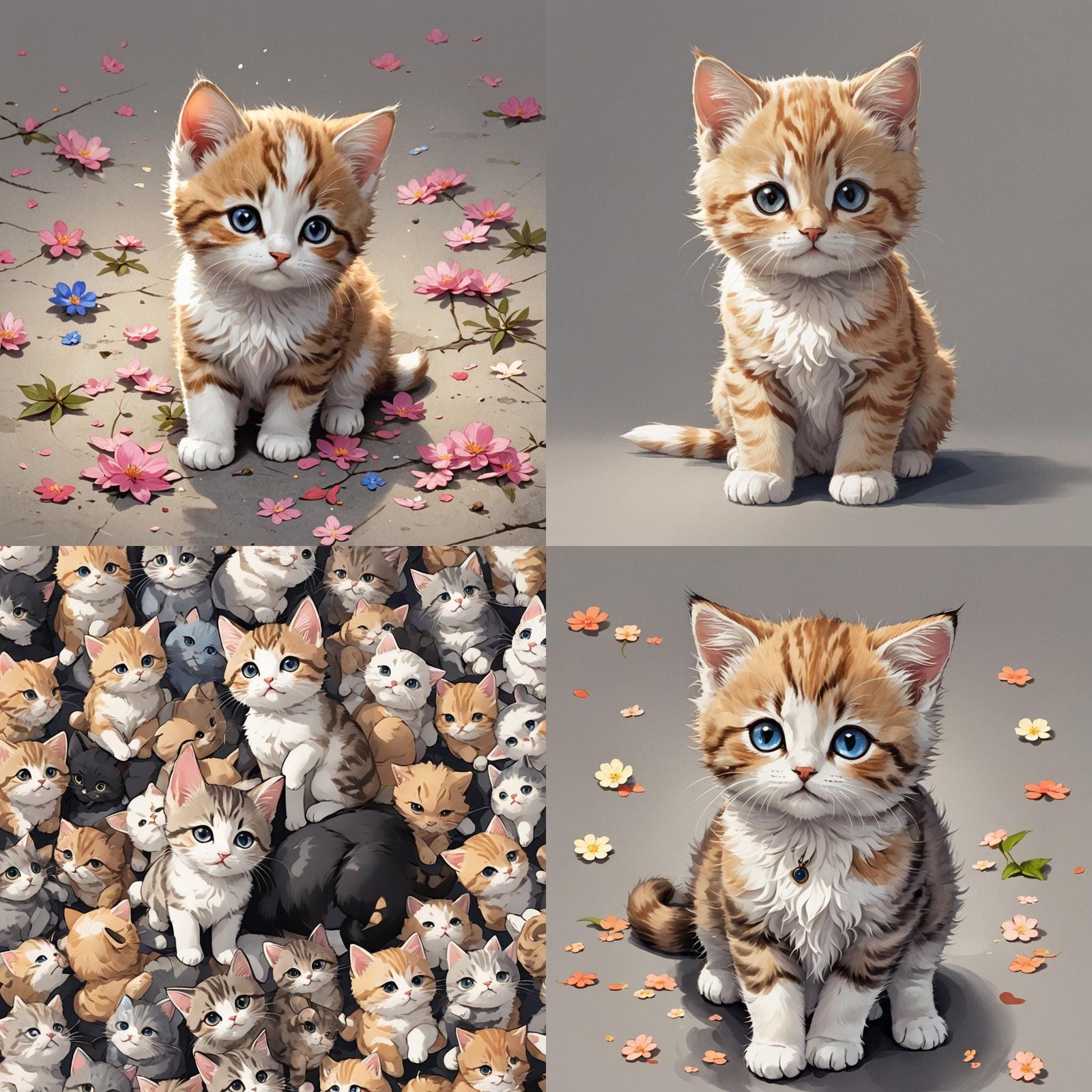 Cute Kitten in Anime Style