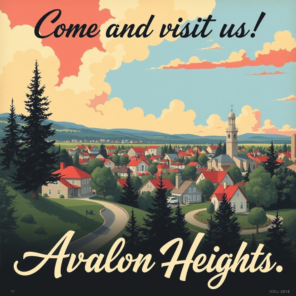 1950s Retro Travel Poster for Avalon Heights
