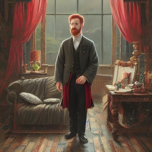 Victorian Gentleman Portrait in Hyperdetailed Style