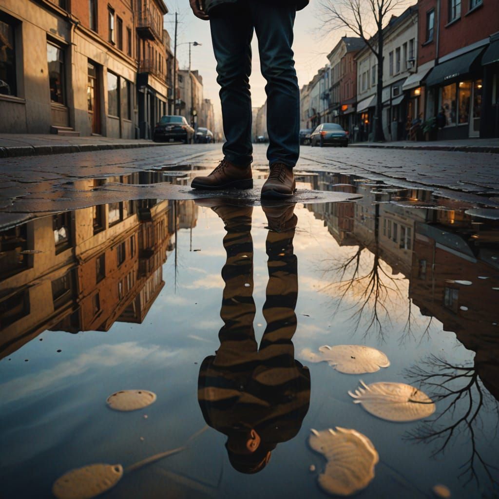 Surreal Reflection in Oil Painting Style