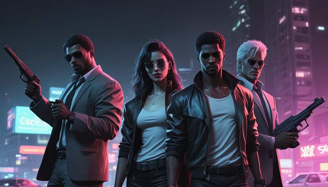 Cyberpunk Detectives in Foggy Miami Night