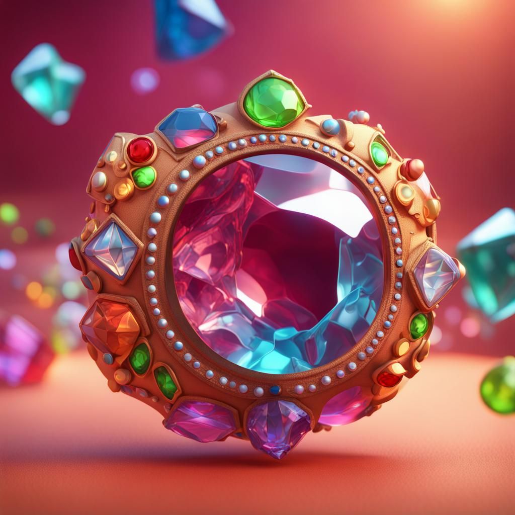 Sparkling Jewels in 3D Digital Art Style