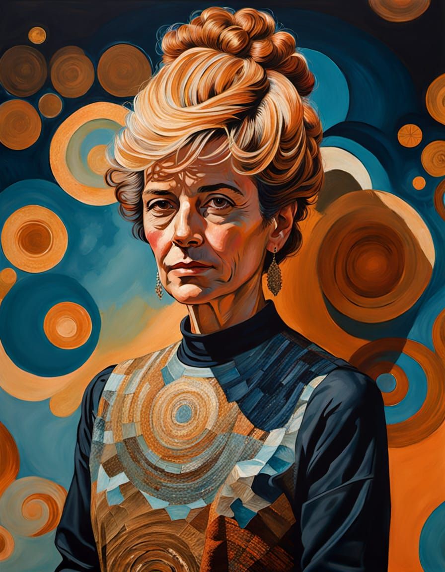 Woman with Textured, Frizzy Hair as Oil Painting