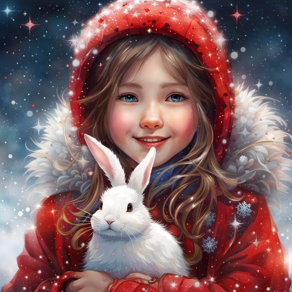 Playing with my rabbit in the snow!