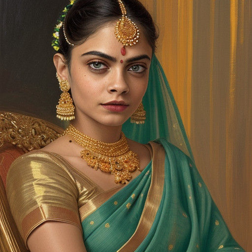 Goddess in Golden Splendor: An Impressionist Portrait of a D...